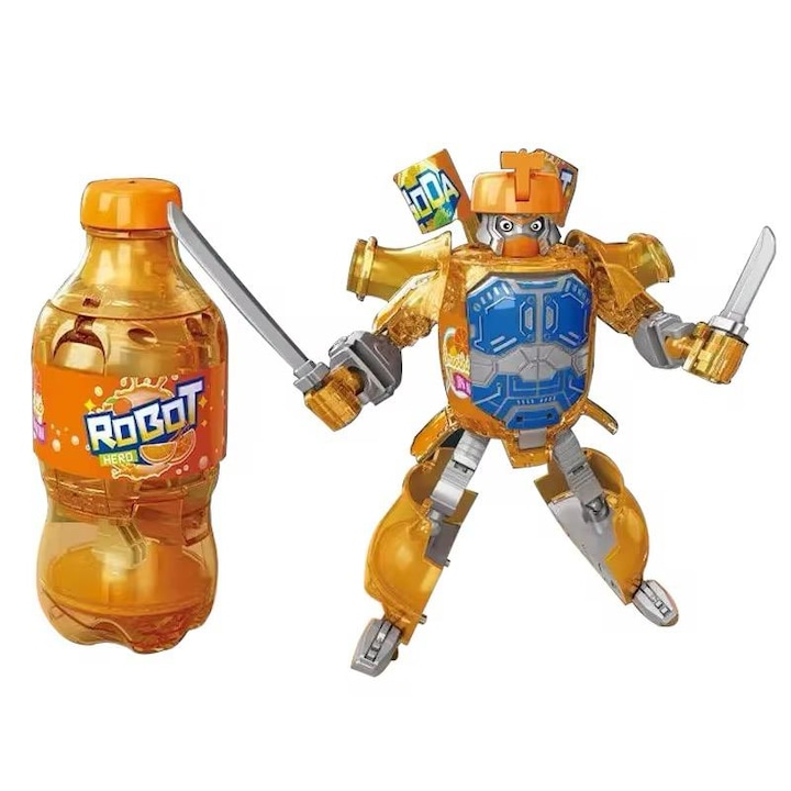 Robot Transformabil, 2 în 1, Sticlă si Robot, Portocaliu