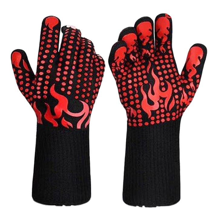 Grillsütő kesztyűk, hőálló, szigetelt és tűzálló szilikon sütőkesztyűk főzéshez, grillezéshez