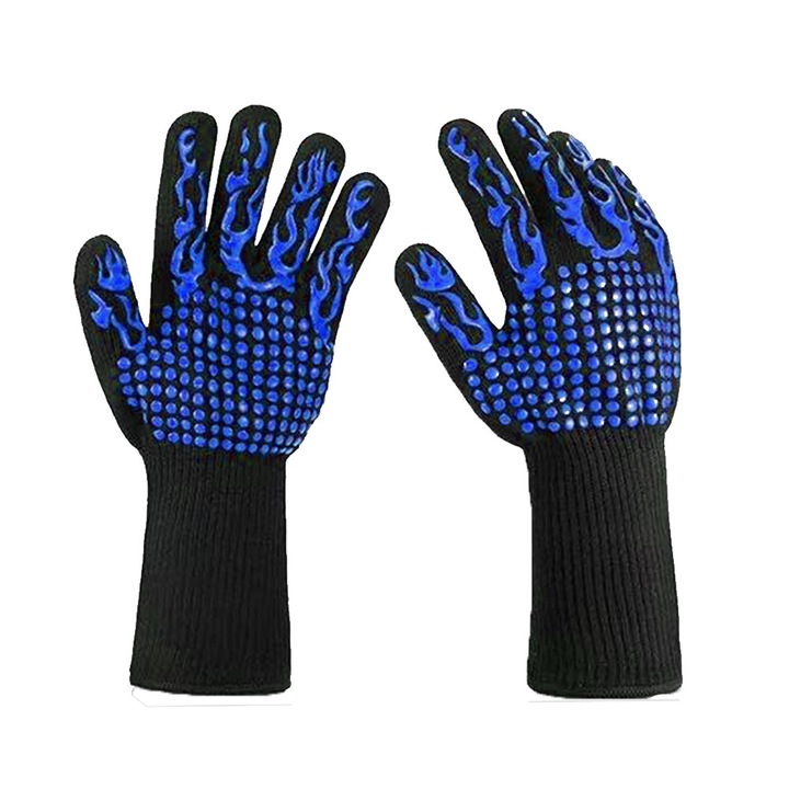 Grillkesztyűk, hőálló, szigetelt és tűzálló szilikon sütőkesztyűk főzéshez, grillezéshez