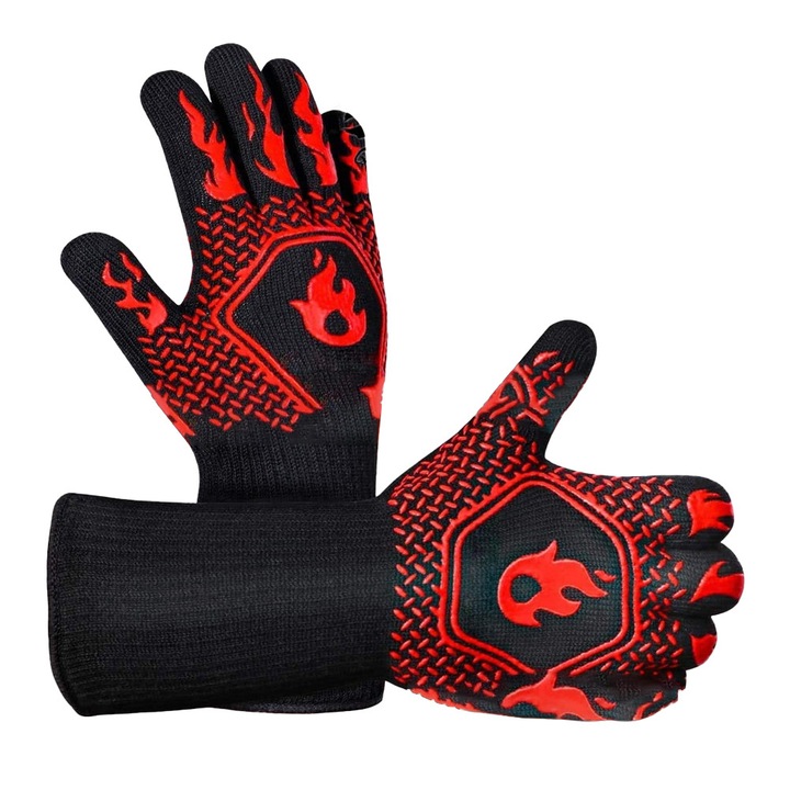 Grillkesztyűk, hőálló, szigetelt és tűzálló szilikon sütőkesztyűk főzéshez, grillezéshez