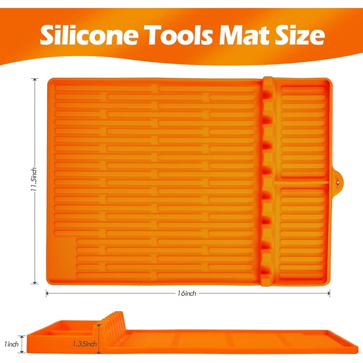 Szilikon grillsütő alátét Blackstone-hoz, Nagy szilikon spatula alátét csepegtetővel, Grillező eszköztartó konyhába, főzéshez és pultra, Grill kiegészítők Blackstone-hoz, szürke