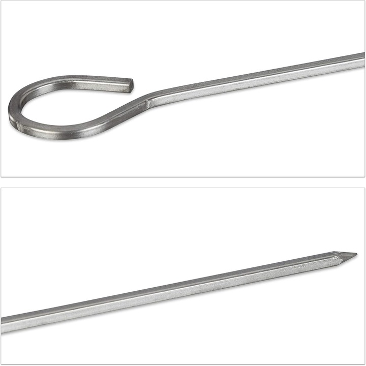 Frigarui Carmdering EMAG-FG-LHH-1001, rozsdamentes acélból, 30 cm, 10 db-os szett, hegyes vég kampóval, ezüst