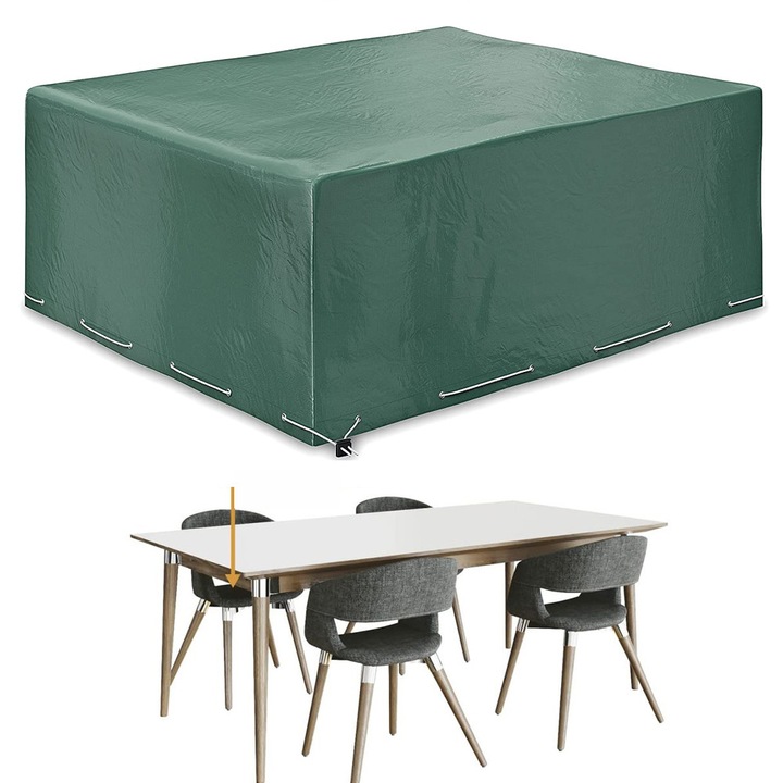 Градинско покривало, зимоустойчиво (250 x 210 x 90 см, XXL) - 100% водоустойчиво и устойчиво на атмосферни влияния - Материал, устойчив на скъсване, със UV защита - Покривало за градински мебели