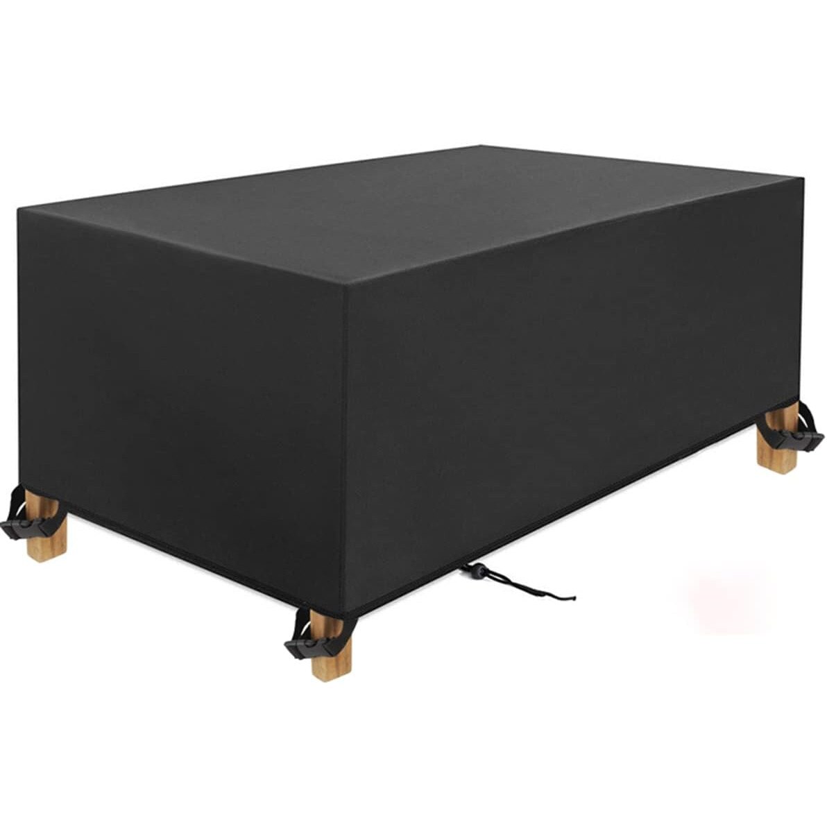 F-VitoRie Housse Salon De Jardin 420D Oxford Tissu Pour Mobilier Housse De Table Imperméable Bâche De Protection Avec Corde Et Boucle Verrouillage Noir- 190x125x80CM