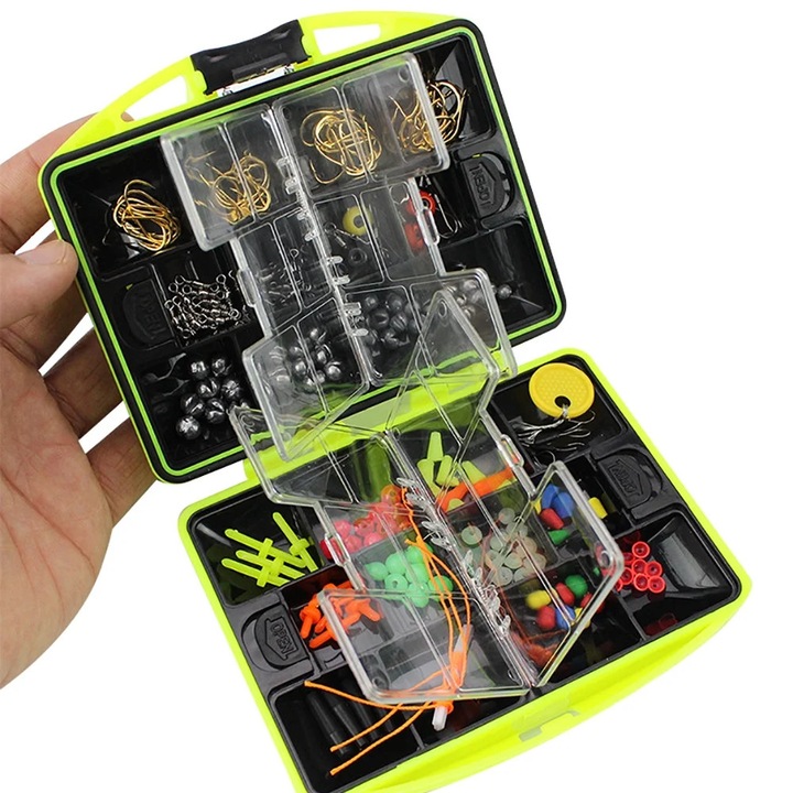 Set accesorii pescuit YANYXR multifunctional verde 24 tipuri 100 piese