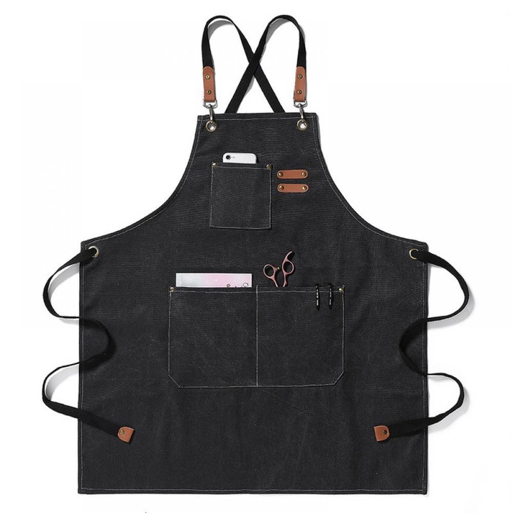 Sort de bucatarie Zeaicos din bumbac pur, negru, pentru gradinarit, reutilizabil, protectie completa