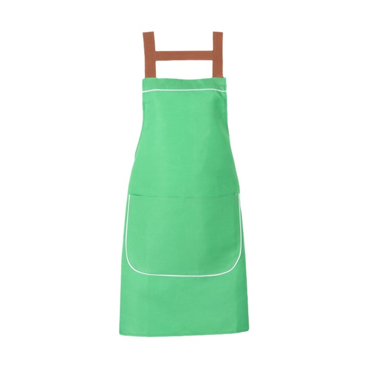 Sort de bucatarie Zeaicos, verde, material sintetic, design cu bretele duble, fara maneci