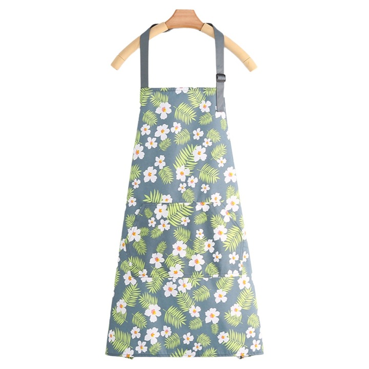 Sort de bucatarie Zeaicos, design floral, impermeabil si rezistent la ulei, unisex, verde