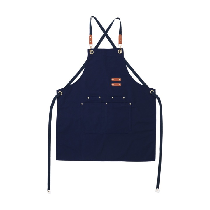 Sort din panza groasa Zeaicos, albastru, pentru bucatarie, florarii, saloane de coafura, set reutilizabil