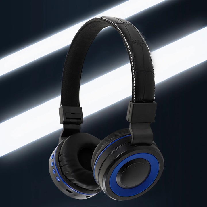 Bluetooth слушалки YANYXR, сгъваеми, сини, 16x15x8см, 400mAh, вграден микрофон