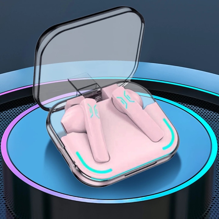 YANYXR Bluetooth 5.3 vezeték nélküli fülhallgató, sztereó hangzás, rózsaszín, 5.5x5.5cm