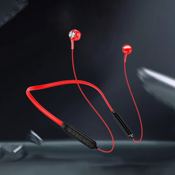 YANYXR Bluetooth fülhallgató, nyakba akasztható, piros, 10.3x8.1x3.1cm