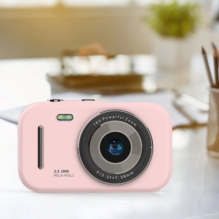 Aparat foto compact YANYXR 1080p HD 16x roz 10.7x6.5x2.6cm