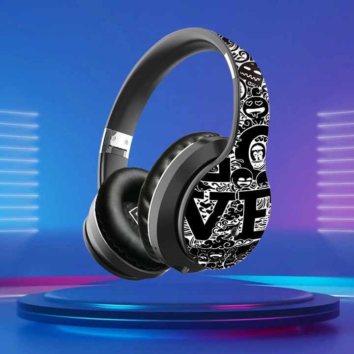 YANYXR Bluetooth fejhallgató, összecsukható, kényelmes, fekete, univerzális