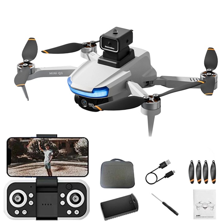 Drona YANYXR cu camera HD 720P, control la distanta, alb, 12x8x4cm