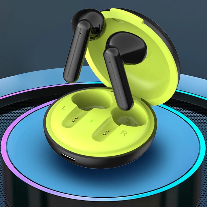 YANYXR Bluetooth 5.3 vezeték nélküli fülhallgató, könnyű, fekete, 5.6x5.6x2.7cm
