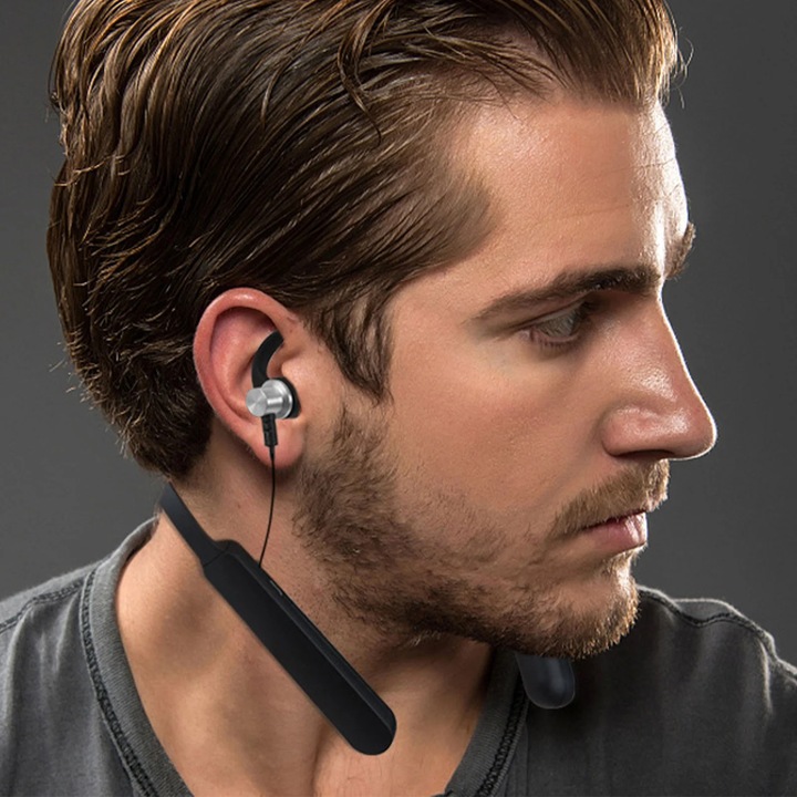 YANYXR Bluetooth 5.0 sport vezeték nélküli fülhallgató, sztereó, fekete, 18.8x15.5x3.2cm