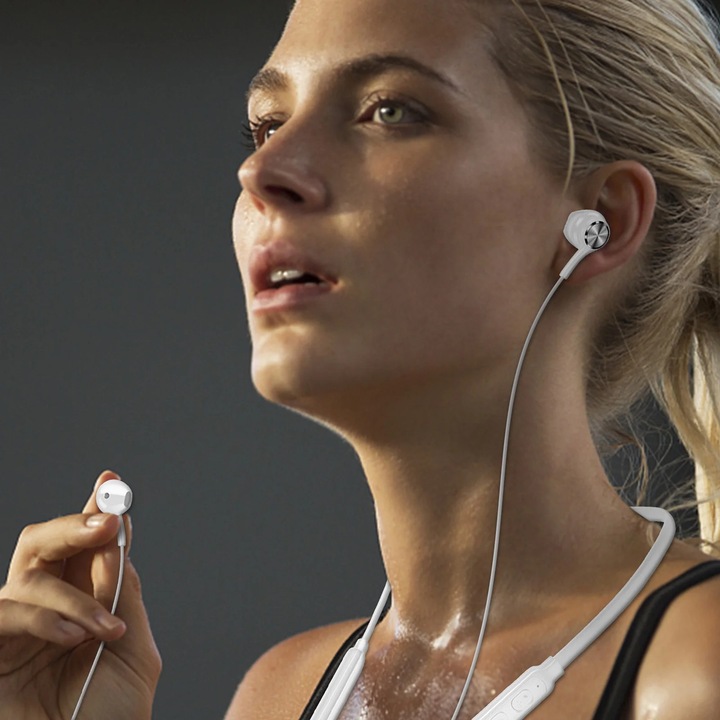 YANYXR nyakba akasztható vezeték nélküli fülhallgató, fehér, 10.3x8.1x3.1cm, Bluetooth 5.0, zajszűrés
