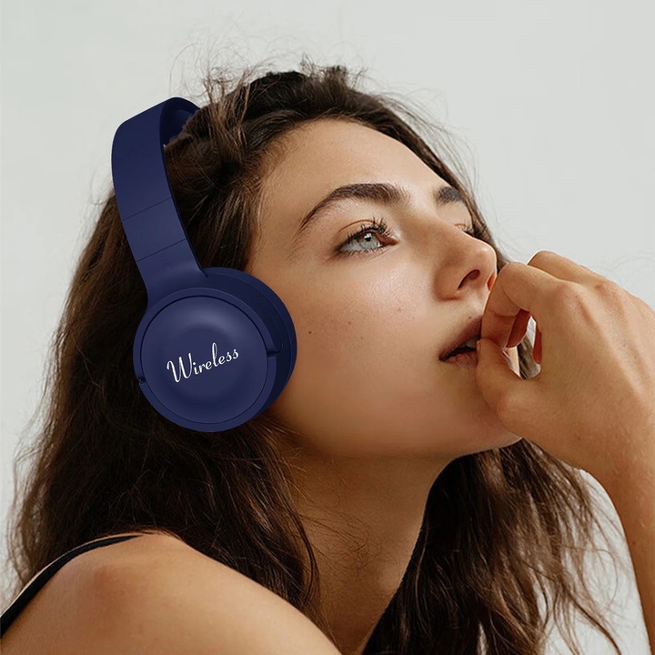 YANYXR Bluetooth 5.3 fejhallgató, mélynyomó, kék, 23x19x6.5cm