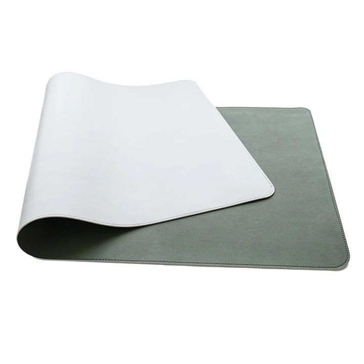 Covoras birou impermeabil YANYXR, dublu fata, antiderapant, verde cerneala gri deschis, 90x45cm