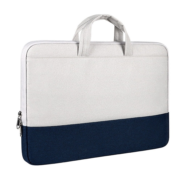 YANYXR, husa pentru laptop din material textil captusita, rezistenta la apa, cu maner si curea pentru troler, BCS3230721, gri deschis/albastru inchis, 15.6 inch