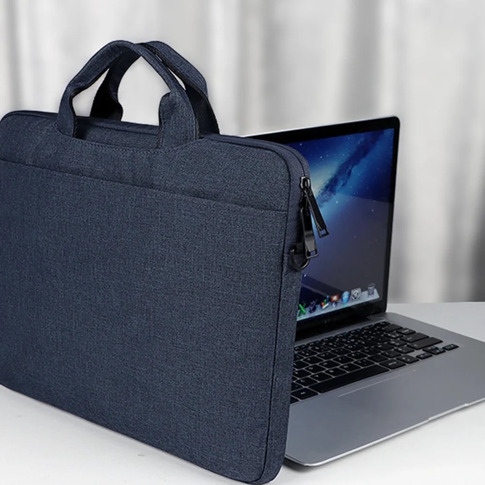 Geanta laptop YANYXR 15.6 inch, usoara, impermeabila, buzunare multiple, negru, 39x1.8x28cm