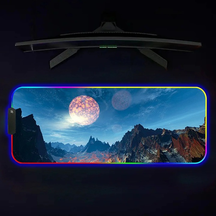Egérpad gaming RGB, 12 világítási mód, kék, 80x30x0.3cm