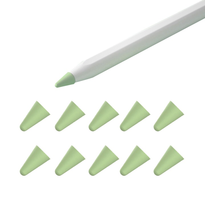 Protector varf stylus, pentru Apple Pencil, 10 bucati, verde