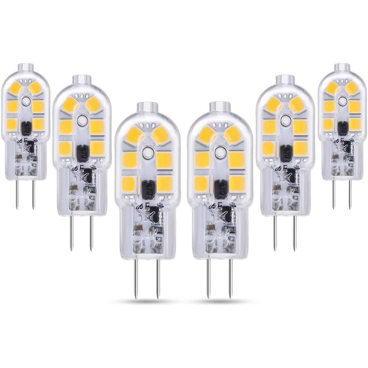 G4 LED izzók, 6 db-os készlet, 12V, 2W, meleg fehér, 3000K, 360°, 200lm
