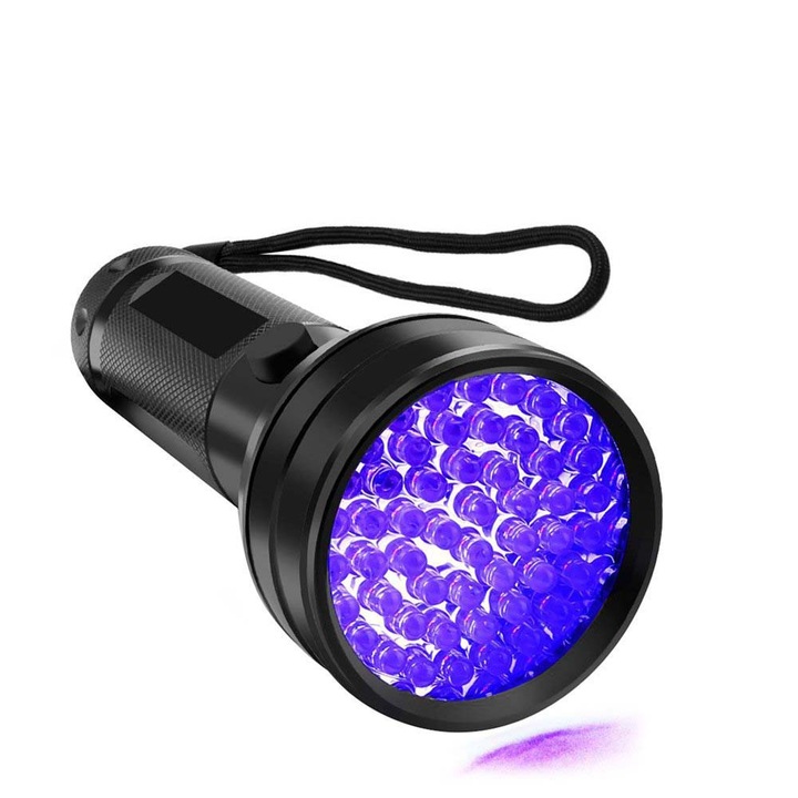 UV fekete fényű zseblámpa, 51 LED-es ultraibolya fekete fényű kisállat vizelet detektor kutya/macska vizelethez, száraz foltokhoz, ágyi poloskákhoz, kompatibilis a kisállat szagszűrővel