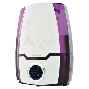 Umidificator de aer Hyundai HUM770, Ecran LCD, Pornire intarziata, Capacitate totala rezervor 5.2 L, Alb/Roz Umidificator de aer Hyundai HUM770, Ecran LCD, Pornire intarziata, Capacitate totala rezervor 5.2 L, Alb/Roz