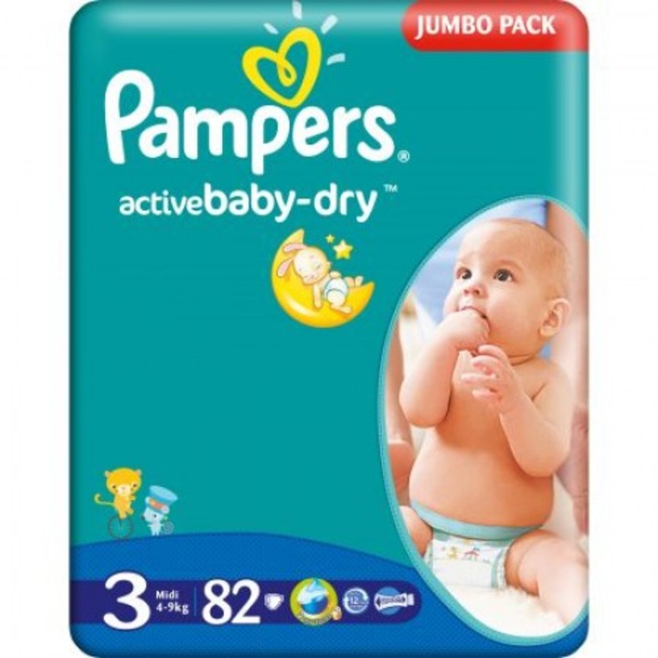 Пелени Pampers Active Baby Dry 3, 82 броя (4-9кг)