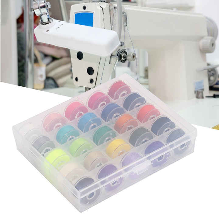 Ata de cusut colorata cu bobine de plastic pentru masina de cusut pentru broderie manuala acasa
