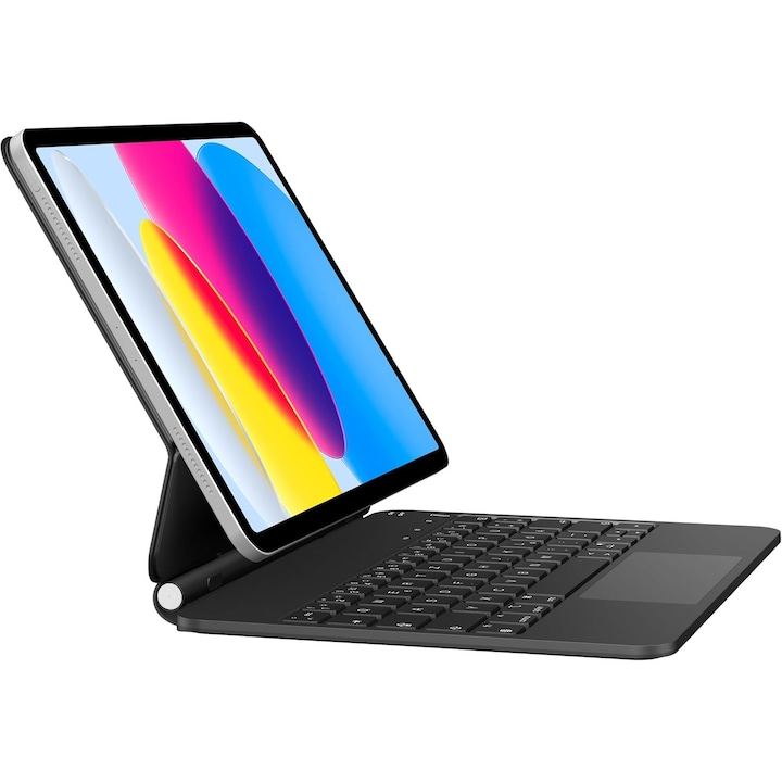 Калъф с клавиатура Nuflaz за iPad 10/11" QWERTZ, 7 цвята на осветление, тънък дизайн, 542 г