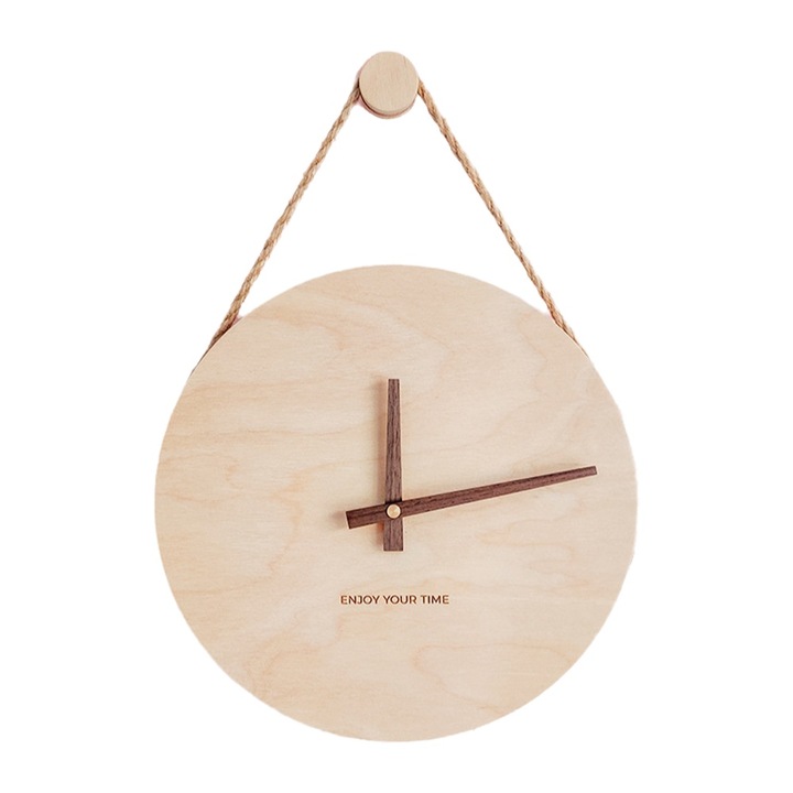 Ceas decorativ din lemn Zeaicos, design nordic, display analogic si digital, 32x32x5cm