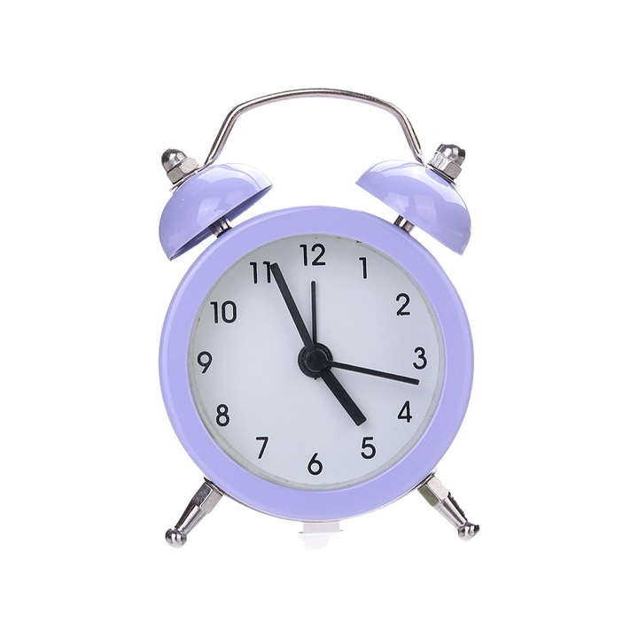 Ceas de alarma mini metalic Zeaicos, design elegant, culoare pura, utilizare acasa, dimensiuni mici