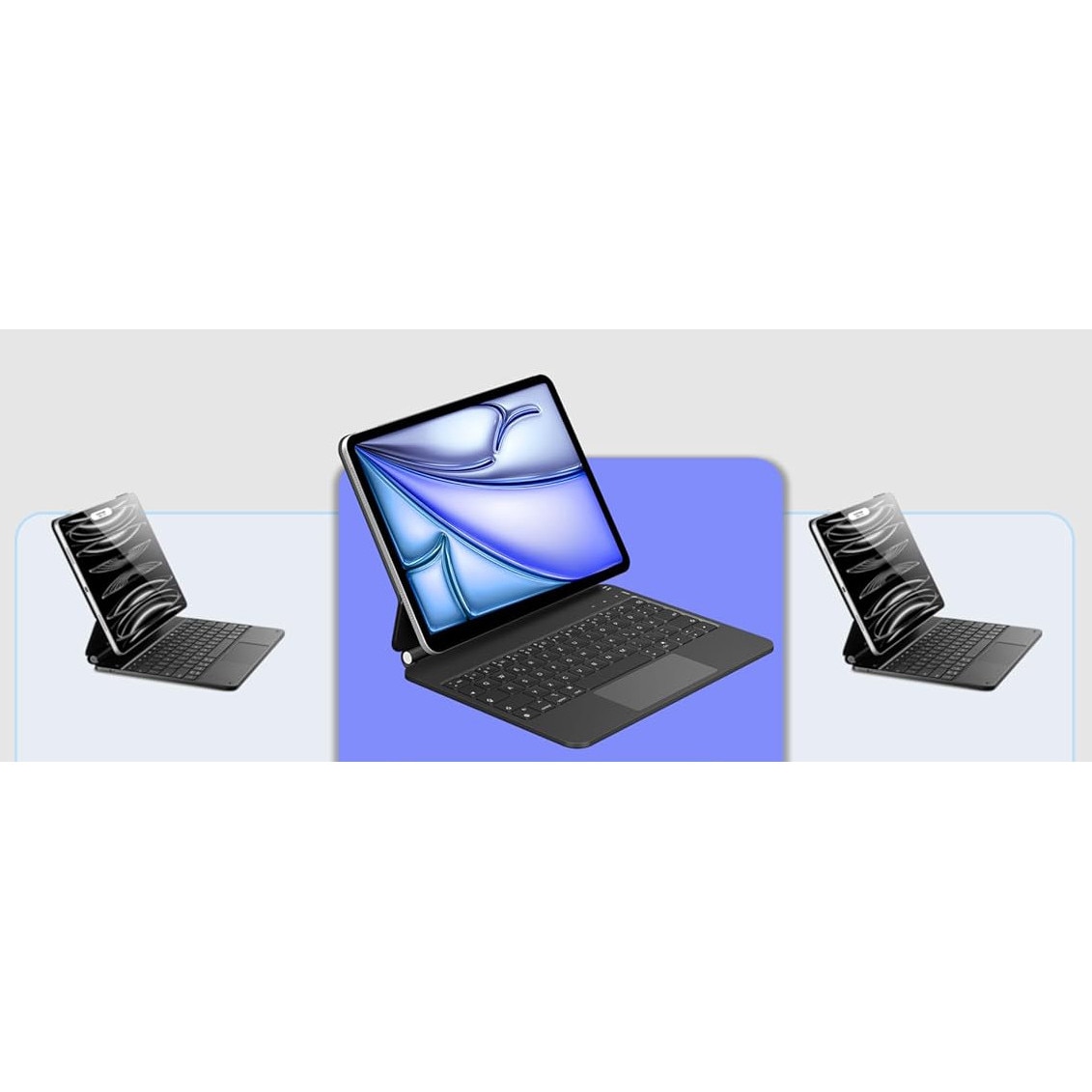 Husa cu tastatura Nuflaz pentru iPad Air 11 inch, iluminare 7 culori, port Type-C, 850g