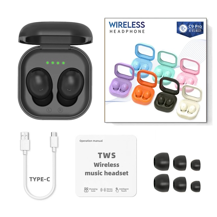Vezeték nélküli sport fülhallgató, Bluetooth 5.3, átlátszó, 1.3cm, mini