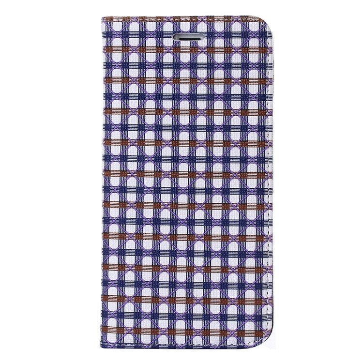 Husa GRID pentru iPhone 6 Plus / 6S Plus, Piele, Flip orizontal, Rosu/Albastru