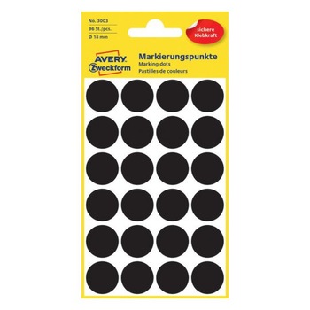 Etichete Avery Zweckform 3003, buline negre, diametru 18 mm Etichete Avery Zweckform 3003, buline negre, diametru 18 mm