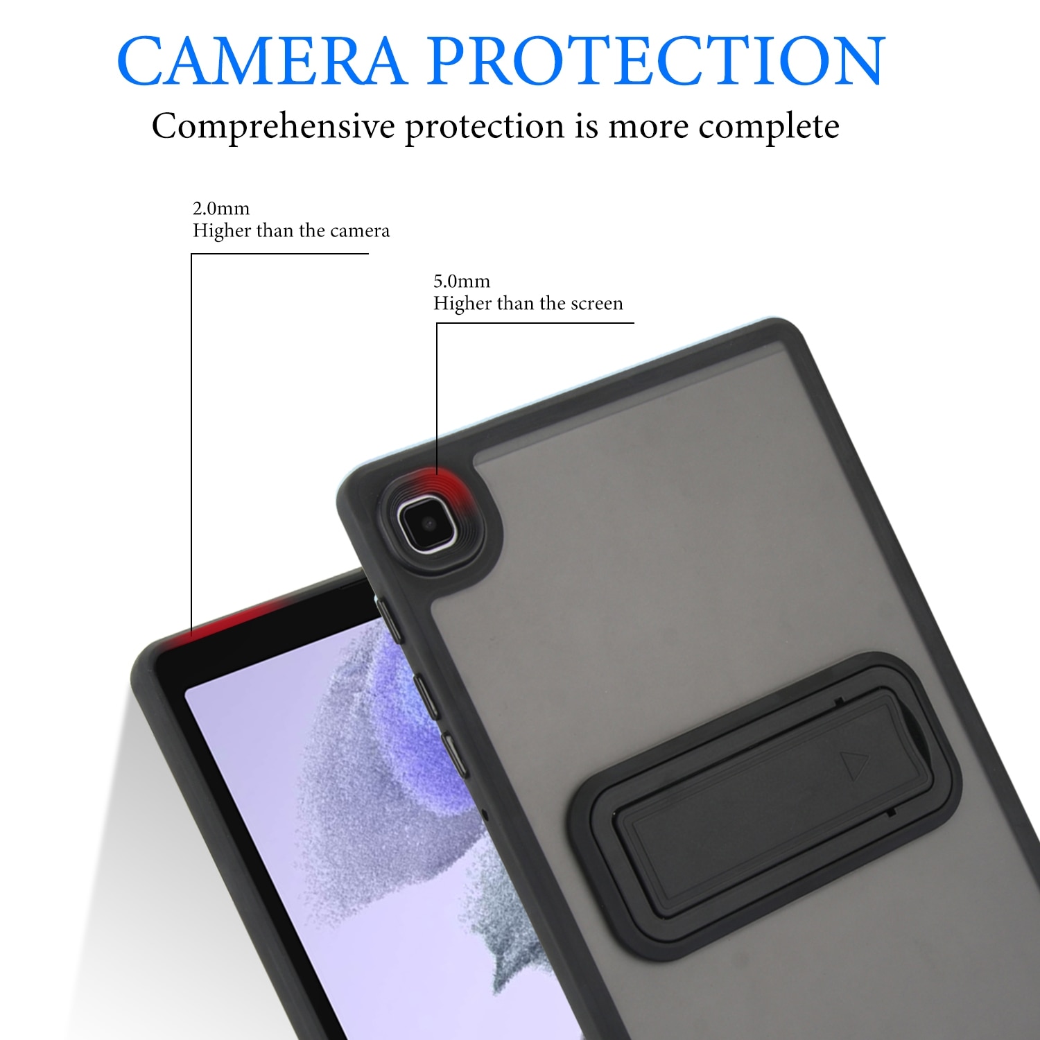 Husa tableta compatibila cu Samsung Galaxy Tab A9+, material hibrid PC-TPU, cu suport, protectie la zgarieturi, negru