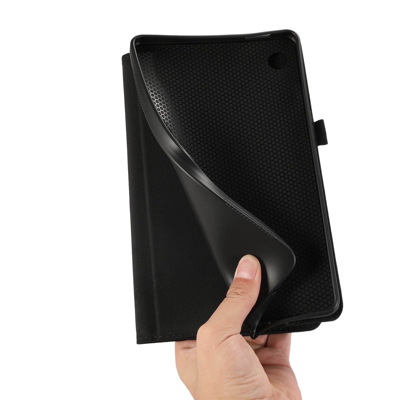 Husa tableta compatibila cu Samsung Galaxy Tab A9+, piele PU si material textil, tip carte, inchidere magnetica, rosu