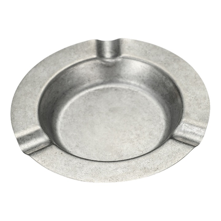 Scrumiera rotund din otel inoxidabil, stil vintage, grozavie si soliditate, material de inalta calitate cu aspect premium, design simplu si elegant，Argintiu inchis