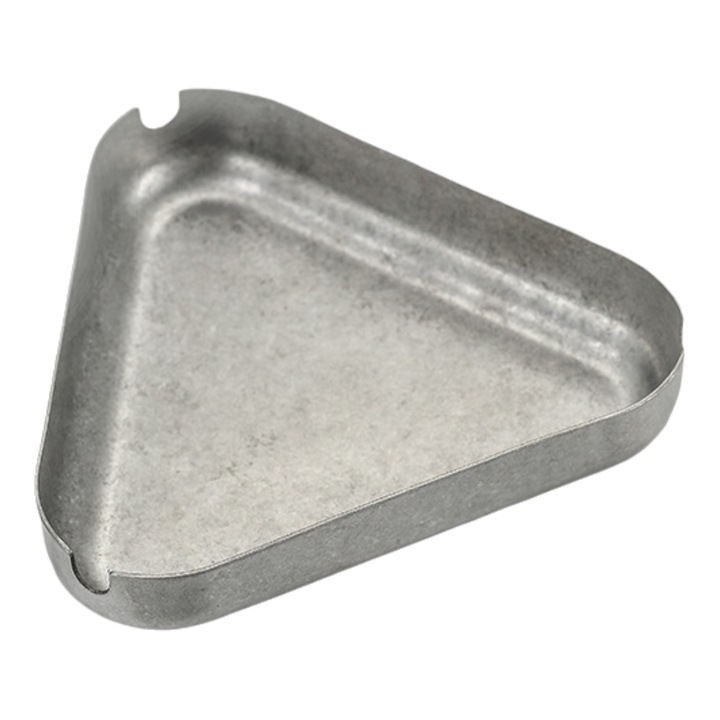 Háromszög alakú hamutartó, rozsdamentes acél, ezüst