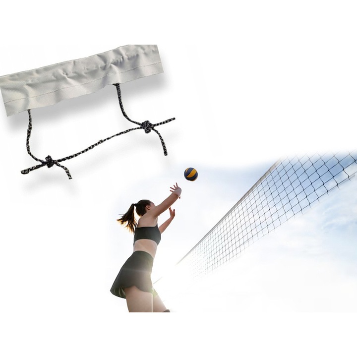 Fileu de volei si badminton Ayawaska, portabil, negru, 9.5x1m, geanta de transport