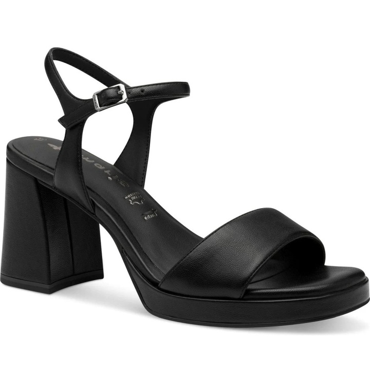 Női sarkú szandál, Tamaris, szintetikus, fekete