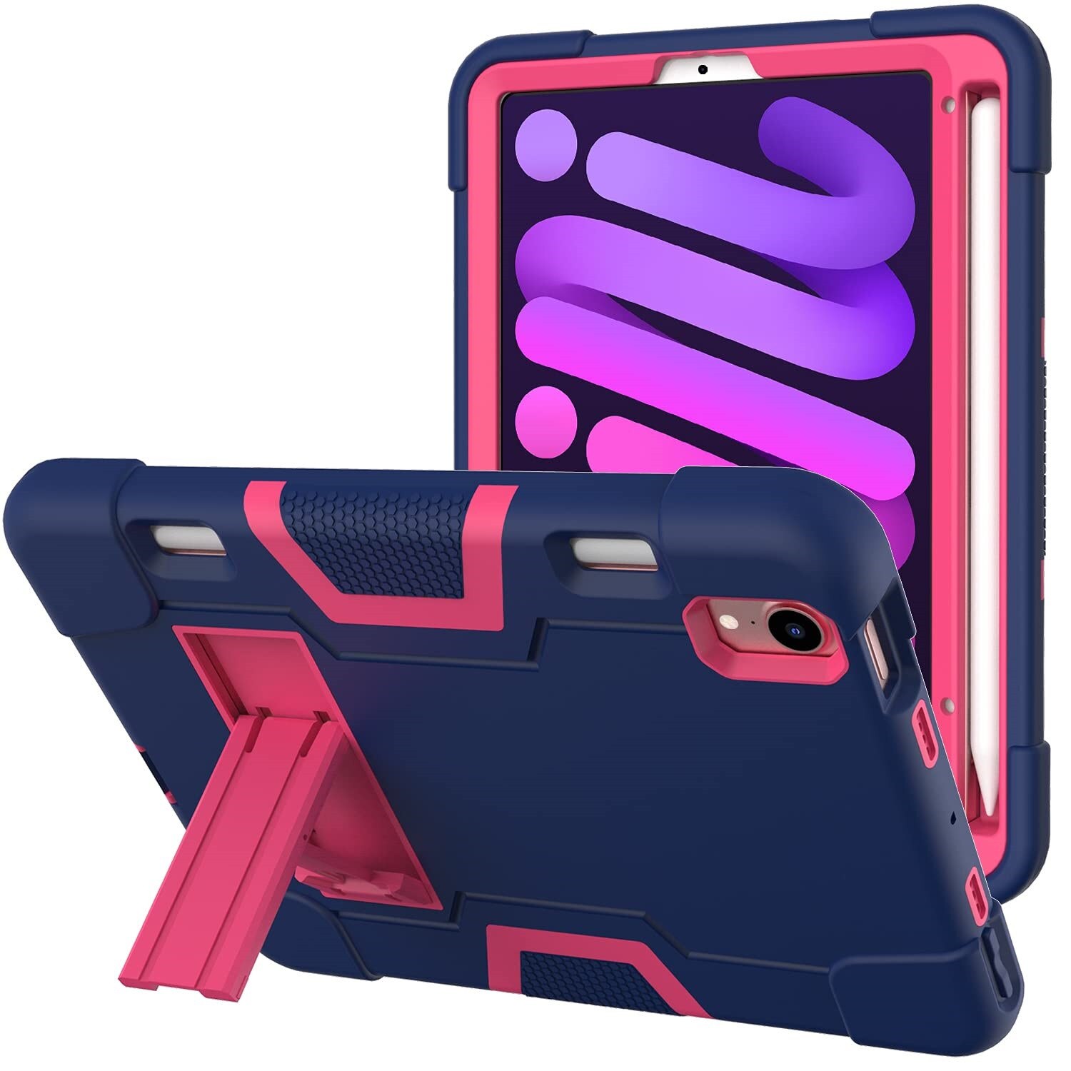 Etui pentru tableta iPad Mini 6 8.3", pancerna, roz, cu suport si loc pentru rysik