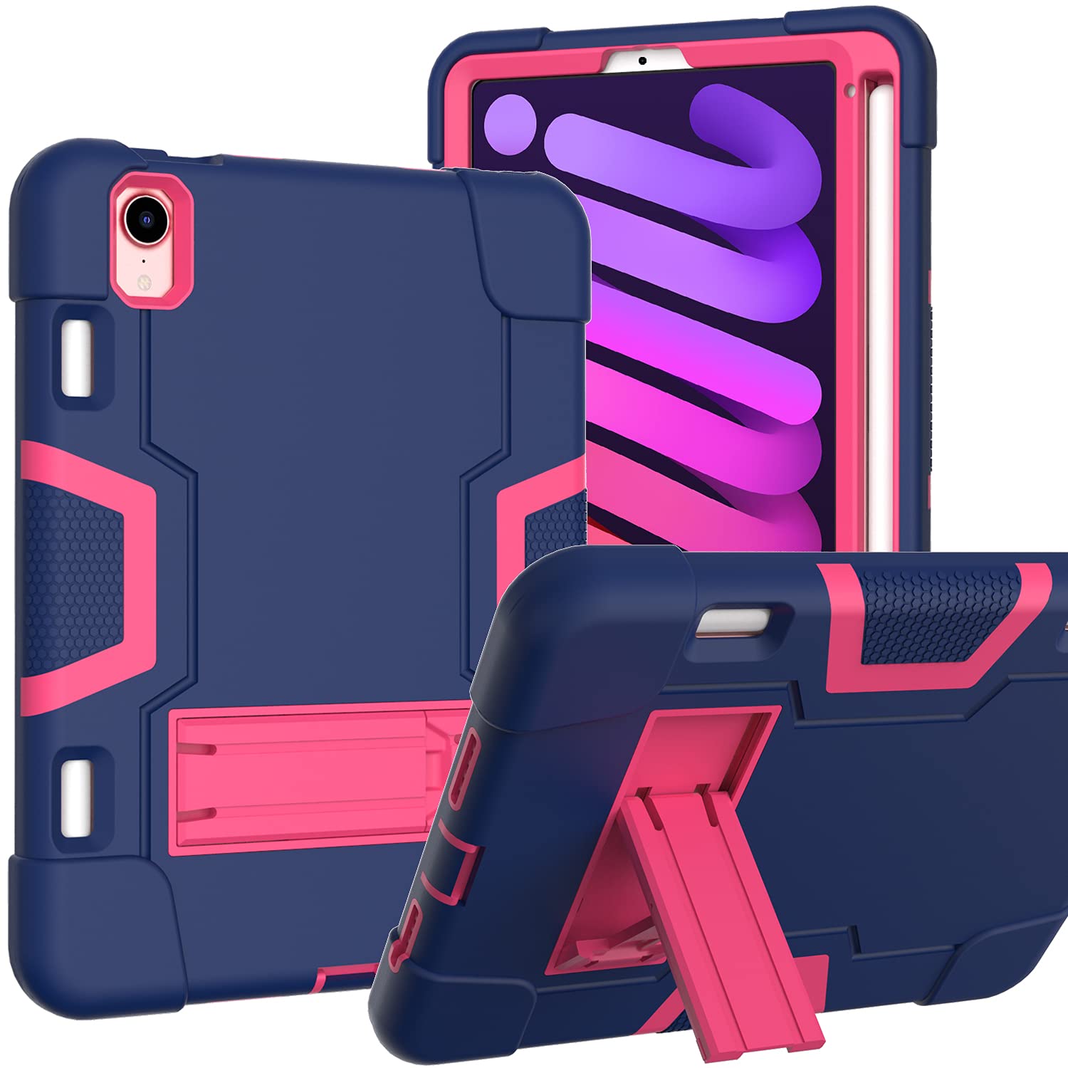 Etui pentru tableta iPad Mini 6 8.3", pancerna, roz, cu suport si loc pentru rysik