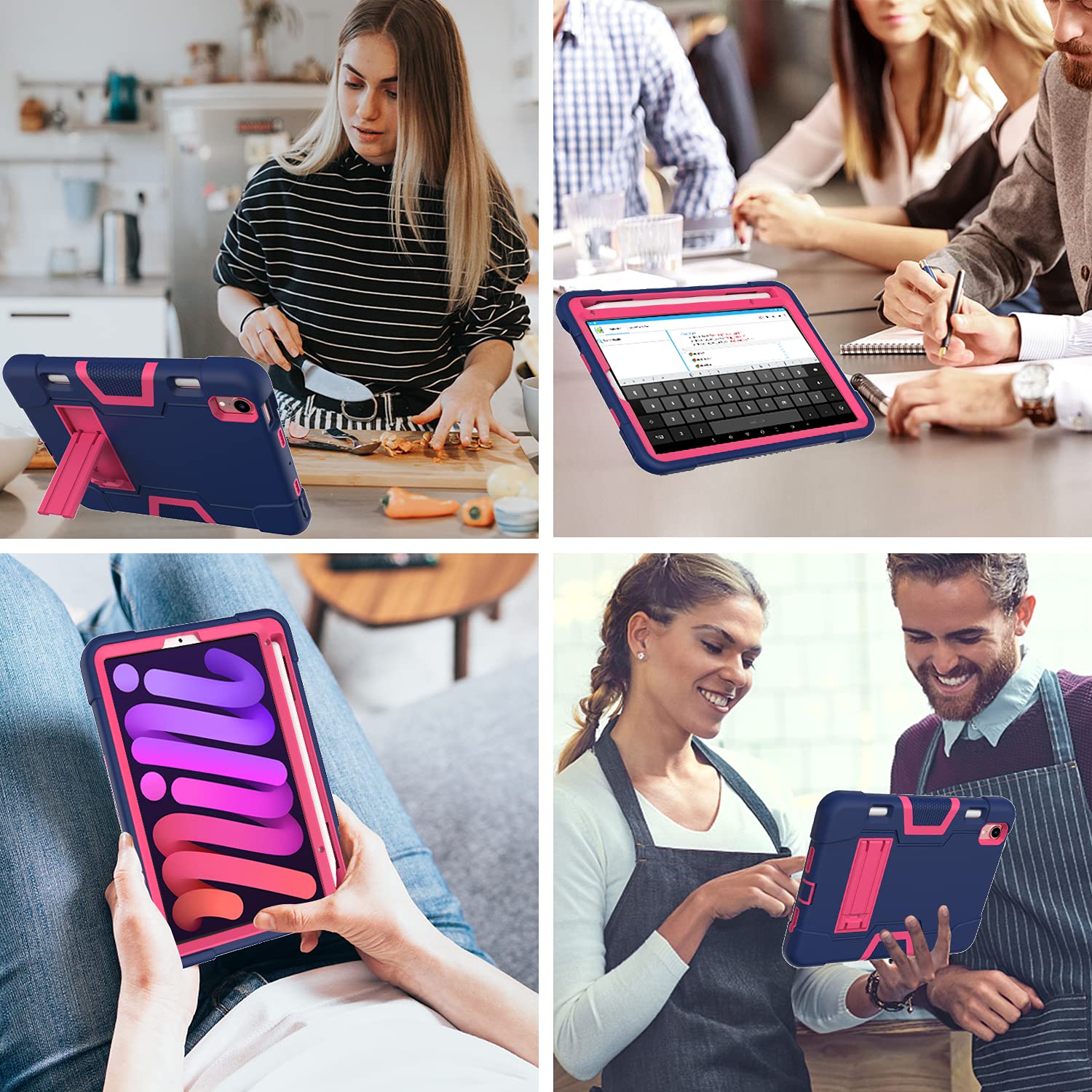 Etui pentru tableta iPad Mini 6 8.3", pancerna, roz, cu suport si loc pentru rysik