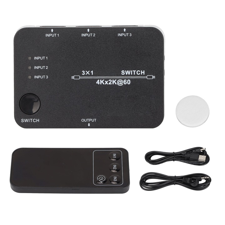 Switcher video HD Multimedia Interface 3 in 1, 4K2K 60Hz, 600Mhz, ABS
